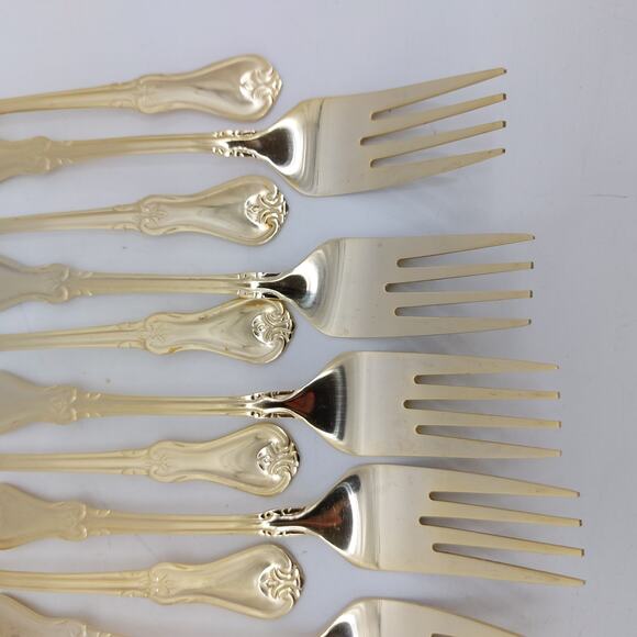 Alco Gold Tone Flatware Hollywood Regency 18 Pcs. Forks - Picture 10 of 16